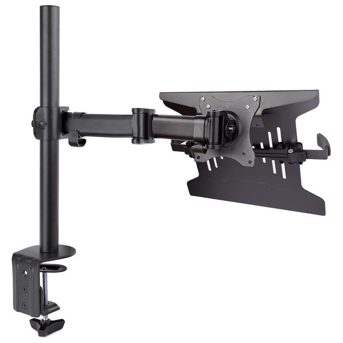 StarTech A-LAPTOP-DESK-MOUNT Braccio per Notebook da Scrivania Supporto per Monitor fino a 34'' e Laptop fino a 4.5 Kg con Regolazione Altezza e Movimento 360° colore Nero