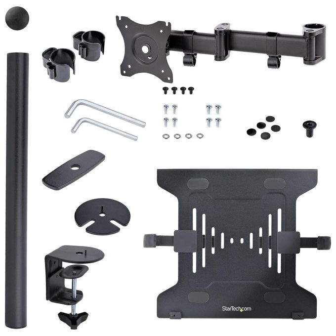 StarTech A-LAPTOP-DESK-MOUNT Braccio per Notebook da Scrivania Supporto per Monitor fino a 34'' e Laptop fino a 4.5 Kg con Regolazione Altezza e Movimento 360° colore Nero