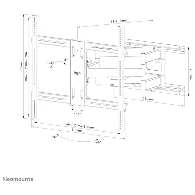 Neomounts WL40S-950BL18 Supporto a parete per TV 55-110'' 125 Kg VESA 300x200-800x600 Full Motion colore Nero
