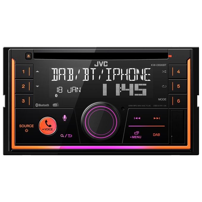 JVC KW-DB95BT Autoradio 2 DIN Sintolettore CD DAB Bluetooth 4.2 200W USB AUX Amazon Alexa colore Nero
