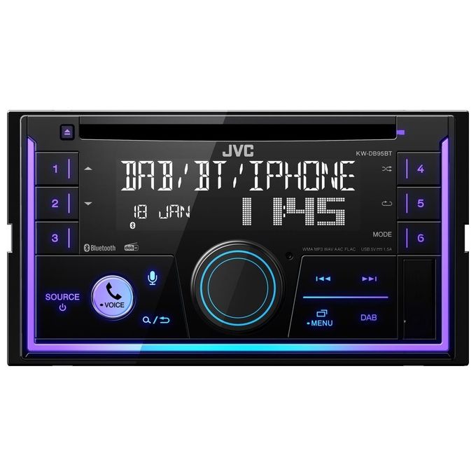 JVC KW-DB95BT Autoradio 2 DIN Sintolettore CD DAB Bluetooth 4.2 200W USB AUX Amazon Alexa colore Nero