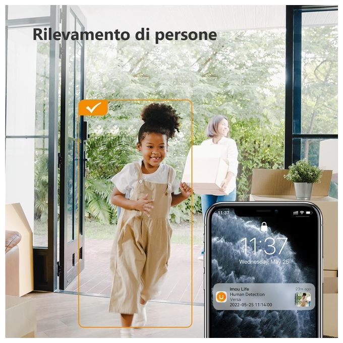 Imou IPC-C22FP Versa Telecamera IP WiFi 2MP Full HD 1080p Interno Esterno IP65 Sirena 120 dB Faretto Visione Notturna colore Bianco