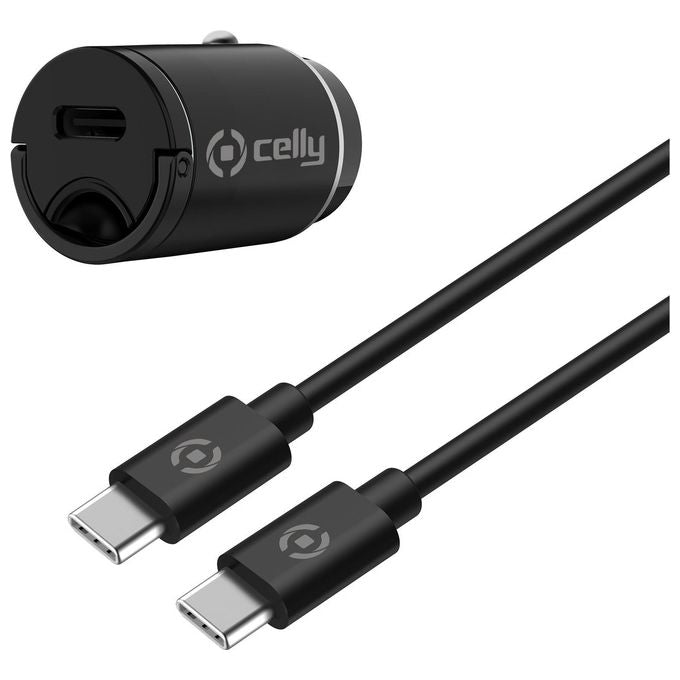 Celly KIT_ Usb-C Caricatore da Auto con Cavo Usb-C 20W