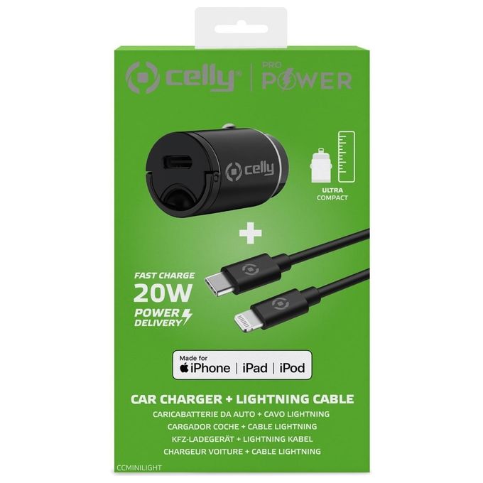 Celly KIT_ Usb-C Caricatore con Cavo Lightning 20W