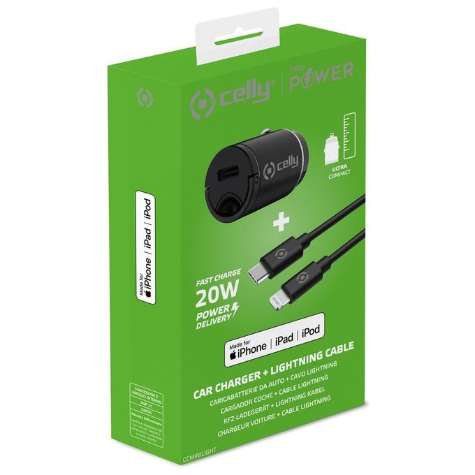 Celly KIT_ Usb-C Caricatore con Cavo Lightning 20W
