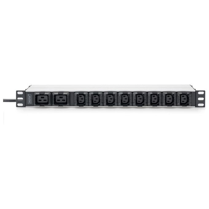 Digitus DN-95427 Presa Multipla Rack 19'' 1U 10 Prese 8x C13 2x C19 Ingresso C20 16A 230V Alluminio
