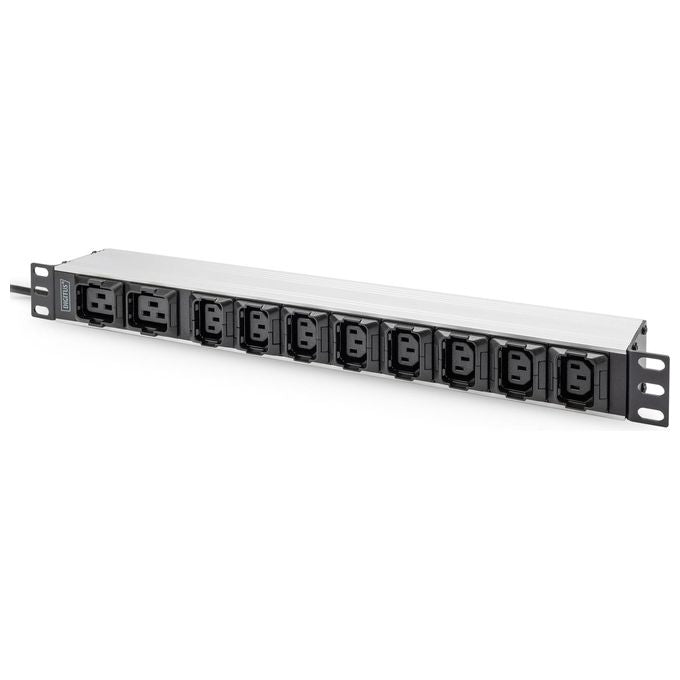 Digitus DN-95427 Presa Multipla Rack 19'' 1U 10 Prese 8x C13 2x C19 Ingresso C20 16A 230V Alluminio