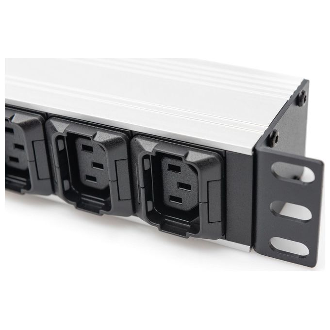 Digitus DN-95427 Presa Multipla Rack 19'' 1U 10 Prese 8x C13 2x C19 Ingresso C20 16A 230V Alluminio