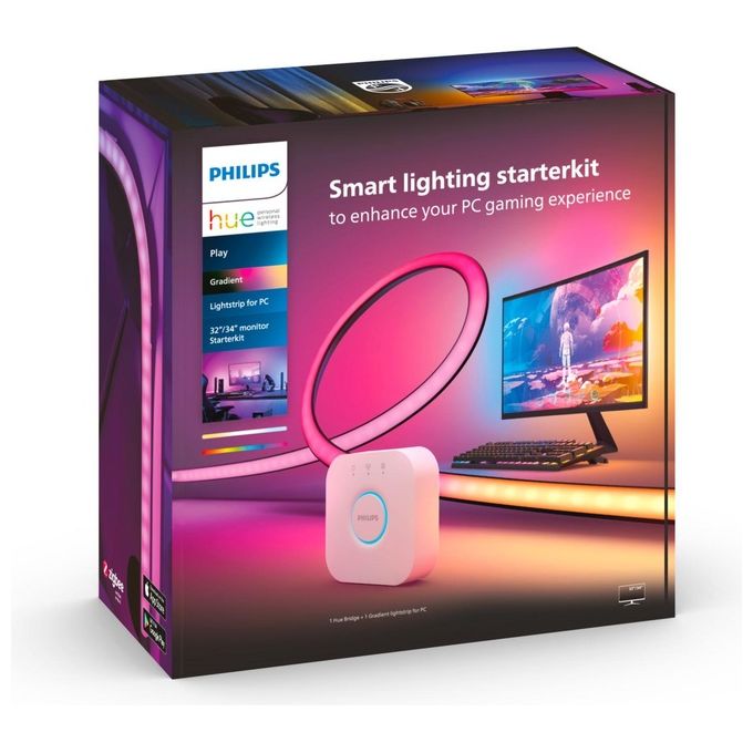 Philips Hue 929003498602 Hue Play Gradient Lightstrip per Monitor 32'' a 34'' 19 W colore Nero