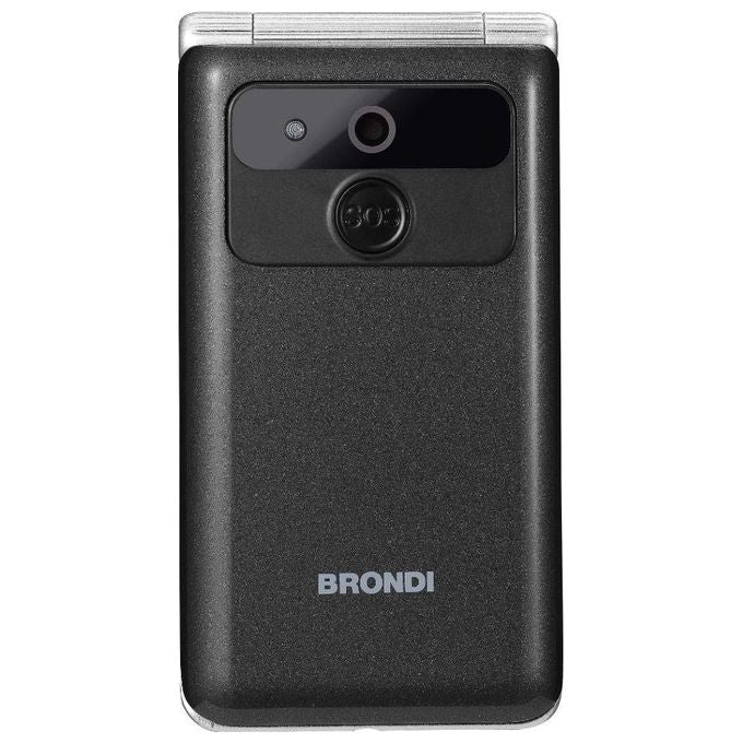 Brondi AMICO PREZIOSO Telefono Cellulare a Conchiglia Dual SIM 2G Display 1.77'' Tasto SOS Fotocamera 1.3 MP colore Nero Metallico