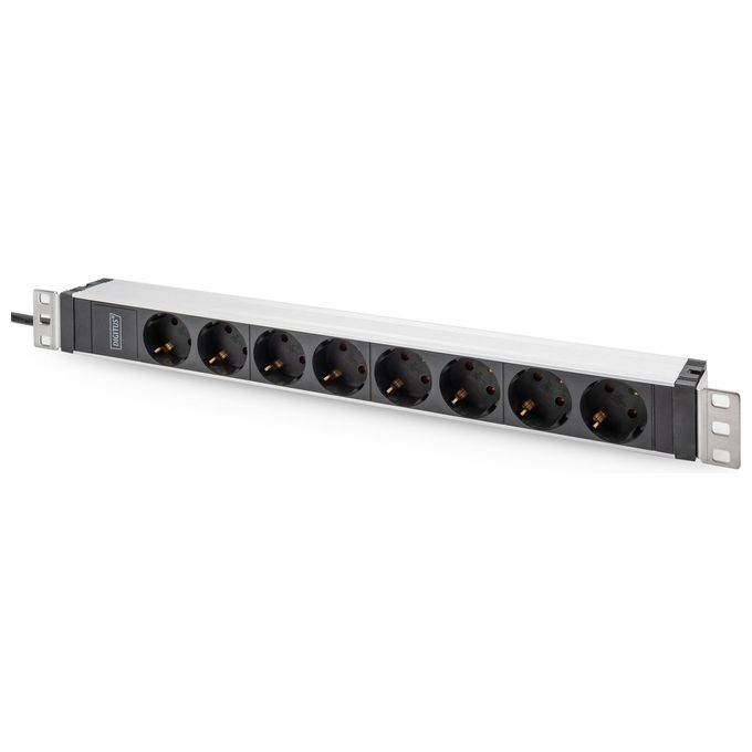 Digitus DN-95428 PDU Presa Multipla Rack 19'' 1U 8 Prese Schuko Ingresso IEC C20 16A 230V Cavo 2 m colore Nero