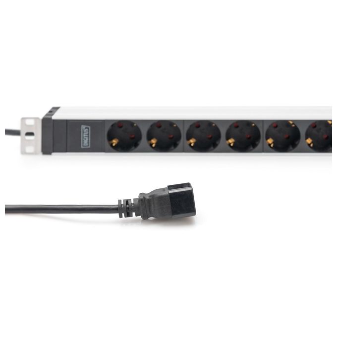 Digitus DN-95428 PDU Presa Multipla Rack 19'' 1U 8 Prese Schuko Ingresso IEC C20 16A 230V Cavo 2 m colore Nero