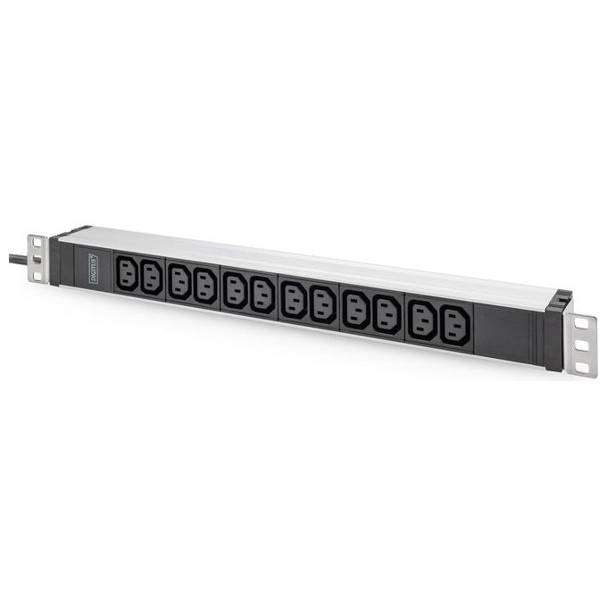 Digitus DN-95426 Presa Multipla con Profilo in Alluminio 12 Prese C13 1U 19'' 2 m Tipo F 230 V 16 A colore Nero