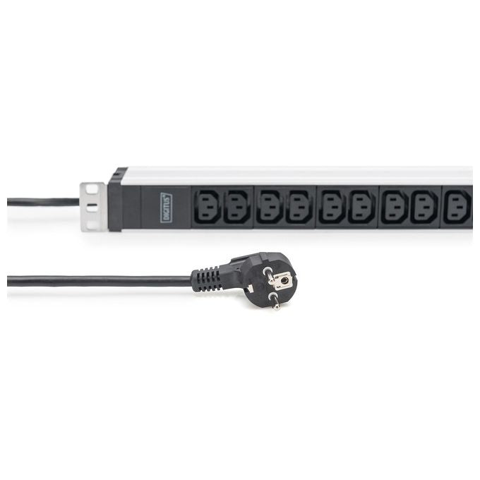 Digitus DN-95426 Presa Multipla con Profilo in Alluminio 12 Prese C13 1U 19'' 2 m Tipo F 230 V 16 A colore Nero