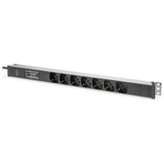 Digitus DN-95412-IT Presa Multipla 7 Prese Tipo L Montaggio Rack 0U con Protezione Sovratensione Filtro di Rete 2 m colore Nero