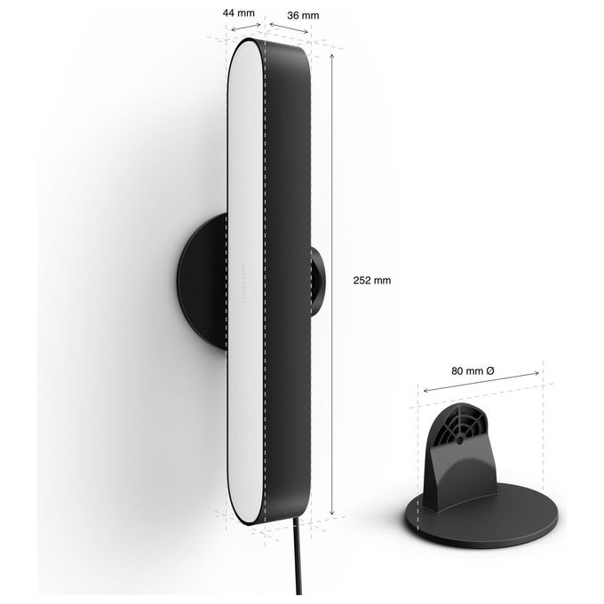 Philips Hue Play Lampada Led Connessa Unita' Base con Alimentatore 2 Pezzi Nero