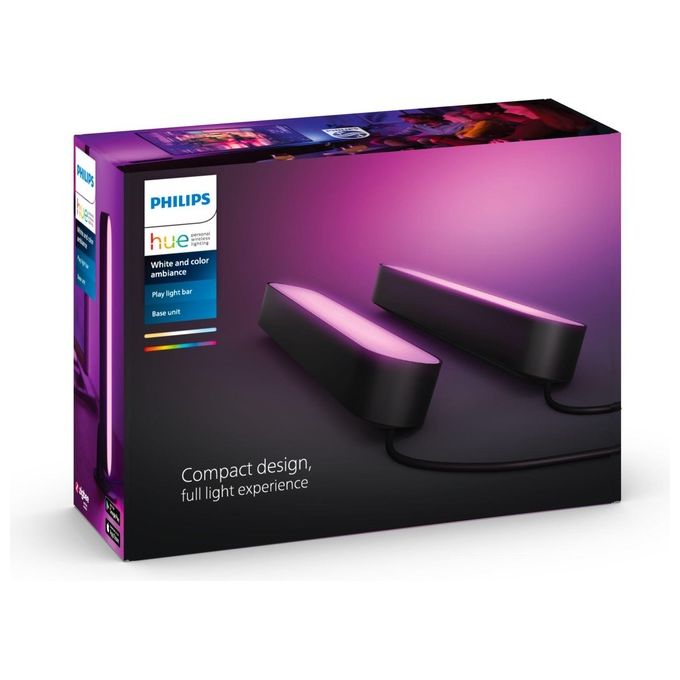 Philips Hue Play Lampada Led Connessa Unita' Base con Alimentatore 2 Pezzi Nero