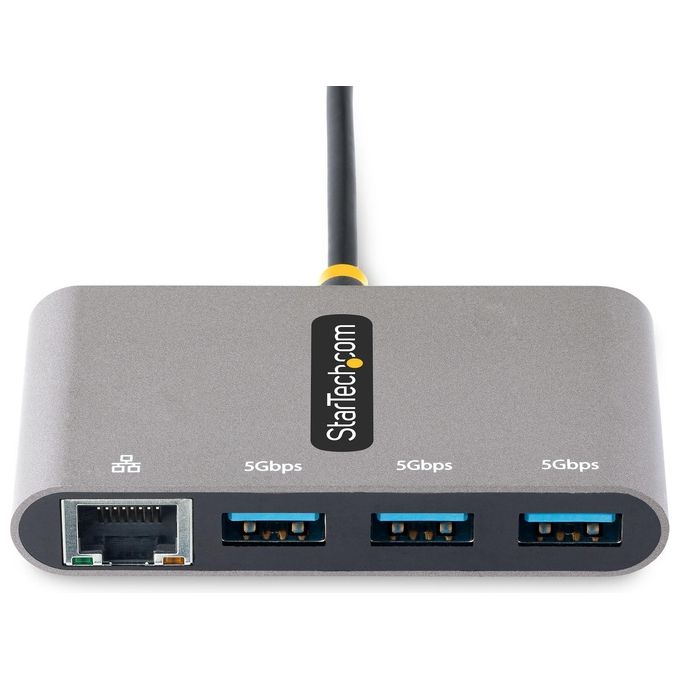 StarTech HB30C3A1GEA2 Hub USB-C 3 Porte USB-A Ethernet Gigabit GbE 5Gbps Cavo 30cm Bus Powered colore Grigio