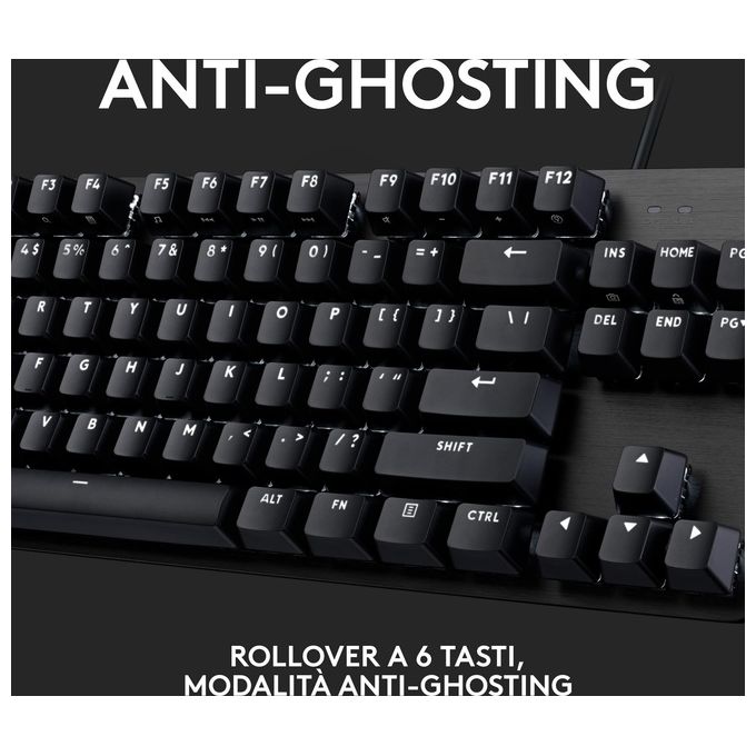 Logitech G 920-010808 G413 TKL SE Tastiera Gaming Meccanica Switch Tattili PBT Alluminio LED Bianco Anti-Ghosting 6-Tasti USB 1,8 m colore Nero