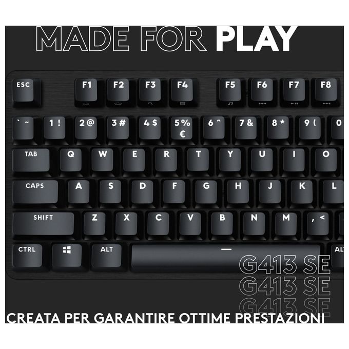 Logitech G 920-010805 G413 SE Tastiera Meccanica Gaming Full Size Switch Tattili Retroilluminazione LED Bianca Anti-Ghosting Telaio Alluminio colore Nero