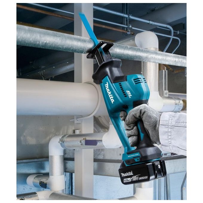 Makita DJR189ZJ Seghetto Diritto a Batteria Motore Brushless 18V Velocita' Variabile Fino a 3100 spm Luce LED Inclusa Valigetta Makpac e 3 Lame Colore Nero Blu