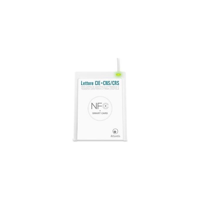 Atlantis P005-CIED331C Lettore Smart Card Combo CIE 3.0 NFC USB 2.0 CNS CRS Tessera Sanitaria SPID colore Bianco