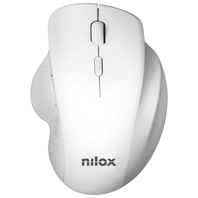 Nilox NXMOWI3002 Mouse Ergonomico Wireless RF 2.4 GHz Ottico 3200 DPI 6 Tasti colore Bianco