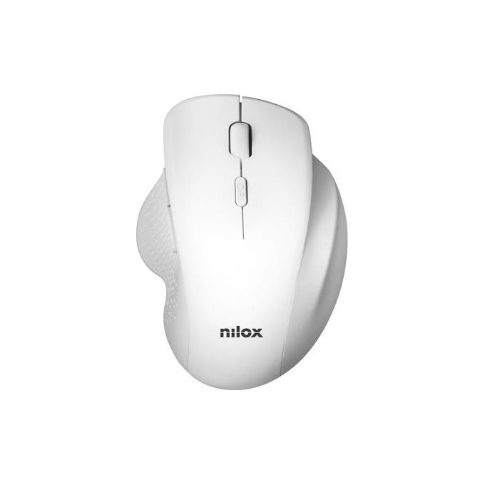 Nilox NXMOWI3002 Mouse Ergonomico Wireless RF 2.4 GHz Ottico 3200 DPI 6 Tasti colore Bianco