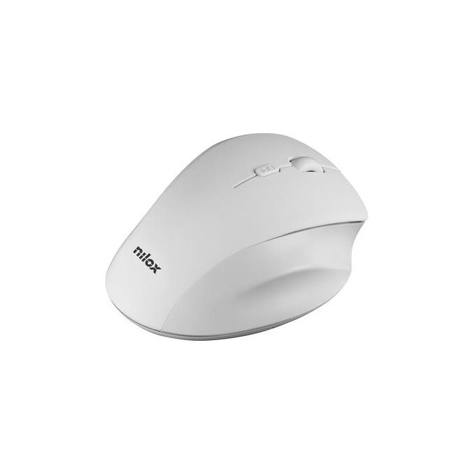 Nilox NXMOWI3002 Mouse Ergonomico Wireless RF 2.4 GHz Ottico 3200 DPI 6 Tasti colore Bianco