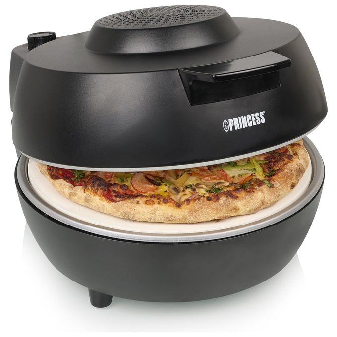 Princess 01.115005.01.001 Forno per Pizza Pro Pietra Ceramica 1200 W 400 °C Diametro 30 cm Timer Termostato colore Nero