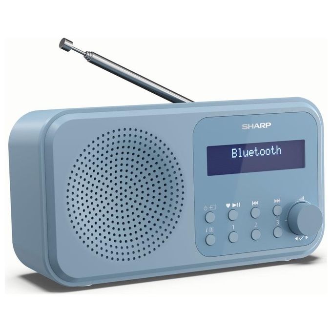 Sharp DR-P420 Radio Portatile Digitale DAB DAB+ FM Bluetooth 5.0 2 W LCD 2 Sveglie 16h batteria colore Blu
