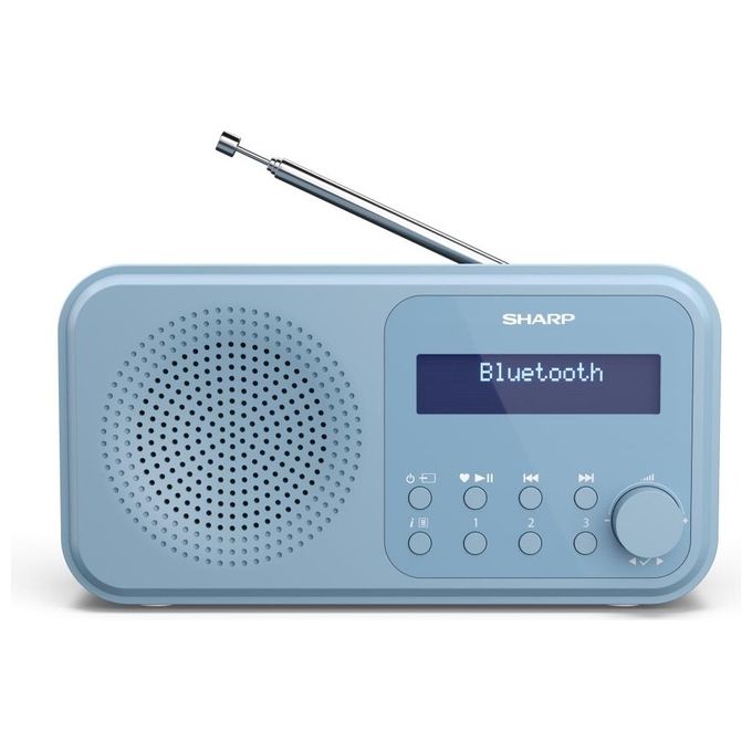 Sharp DR-P420 Radio Portatile Digitale DAB DAB+ FM Bluetooth 5.0 2 W LCD 2 Sveglie 16h batteria colore Blu