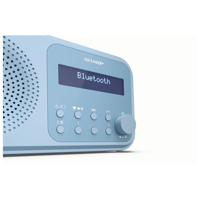 Sharp DR-P420 Radio Portatile Digitale DAB DAB+ FM Bluetooth 5.0 2 W LCD 2 Sveglie 16h batteria colore Blu