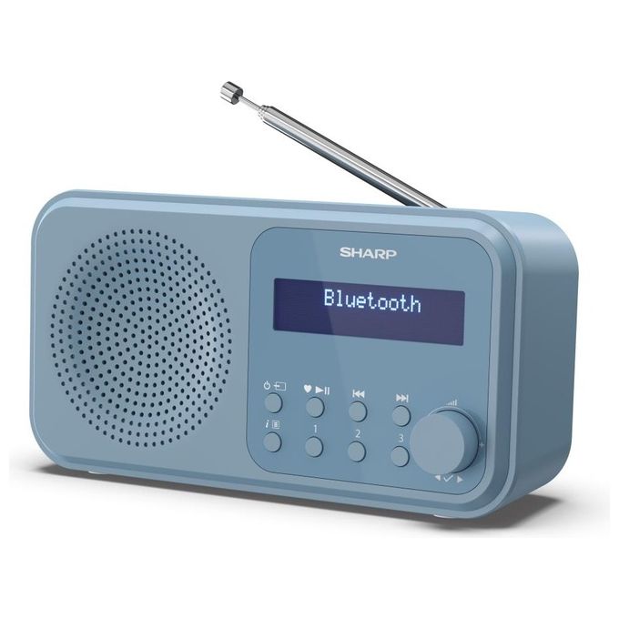 Sharp DR-P420 Radio Portatile Digitale DAB DAB+ FM Bluetooth 5.0 2 W LCD 2 Sveglie 16h batteria colore Blu