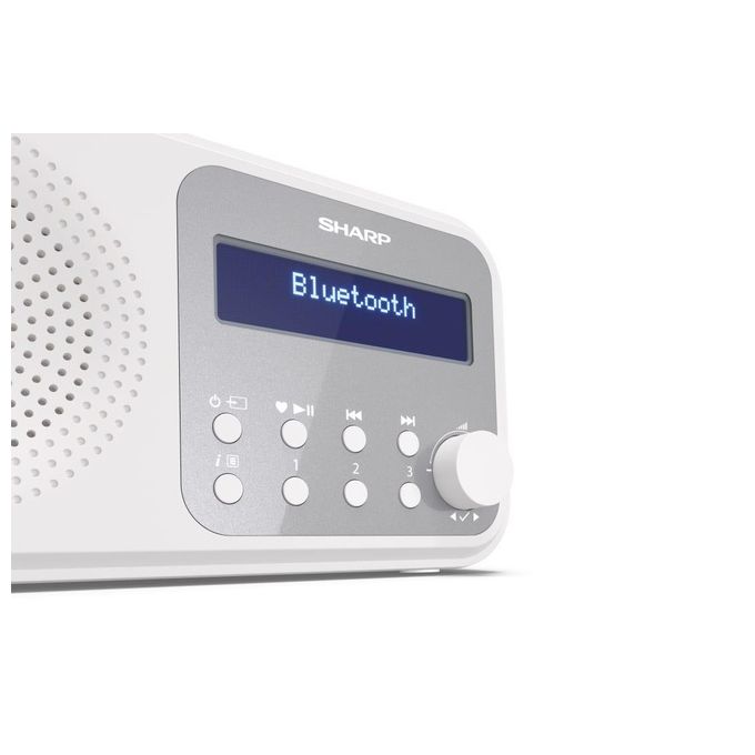 Sharp DR-P420 Radio Portatile Digitale DAB DAB+ FM Bluetooth 5.0 LCD 2 W Batteria USB colore Bianco