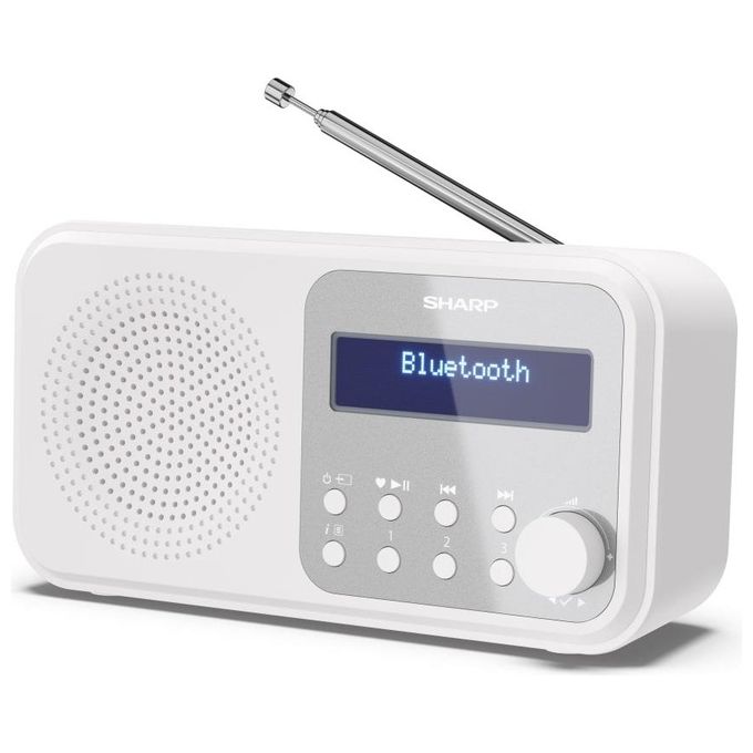 Sharp DR-P420 Radio Portatile Digitale DAB DAB+ FM Bluetooth 5.0 LCD 2 W Batteria USB colore Bianco
