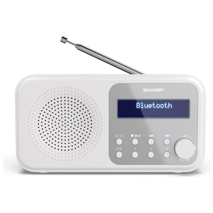 Sharp DR-P420 Radio Portatile Digitale DAB DAB+ FM Bluetooth 5.0 LCD 2 W Batteria USB colore Bianco