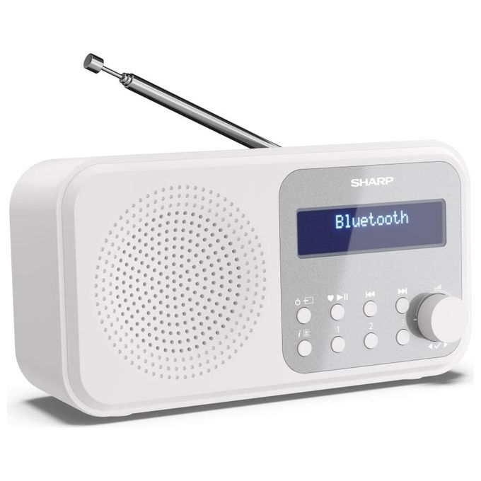 Sharp DR-P420 Radio Portatile Digitale DAB DAB+ FM Bluetooth 5.0 LCD 2 W Batteria USB colore Bianco