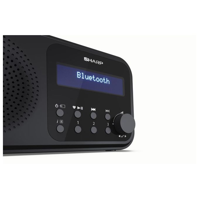 Sharp DR-P420BK DR-P420 Radio Digitale Portatile DAB DAB+ FM Bluetooth 5.0 USB Micro-B Display LCD Dimmerabile Doppia Sveglia colore Nero