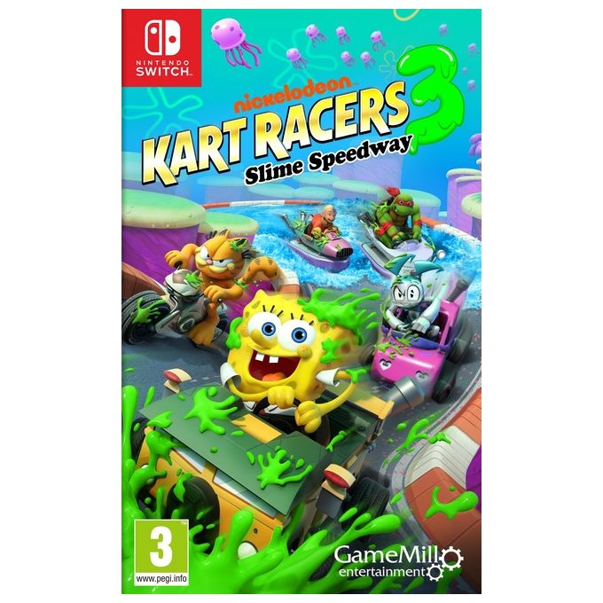 Game Mill SWITCH-KARTRACERS3 Nickelodeon Kart Racers 3 Slime Speedway Videogioco per Nintendo Switch 1-4 giocatori lingue audio e testo in italiano colore Nero