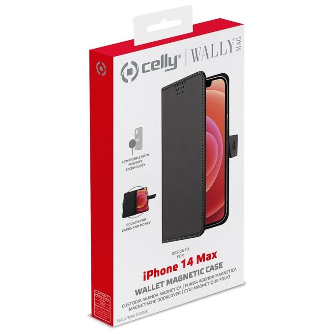 Celly WallyMag Cover per iPhone 14 Plus Nero