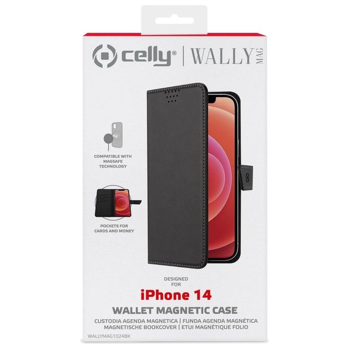 Celly WallyMag Cover per iPhone 14'' Nero