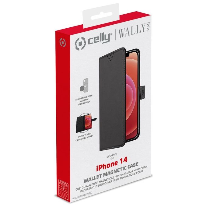 Celly WallyMag Cover per iPhone 14'' Nero