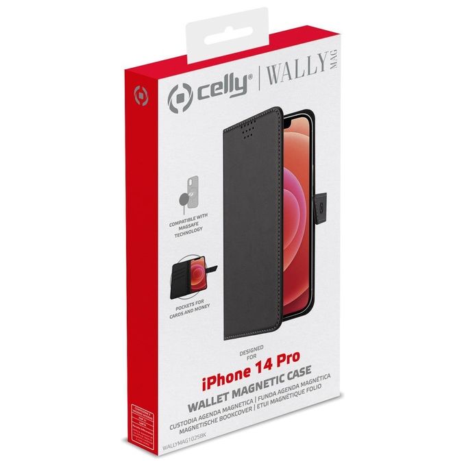 Celly WallyMag Cover per iPhone 14 Pro Nero