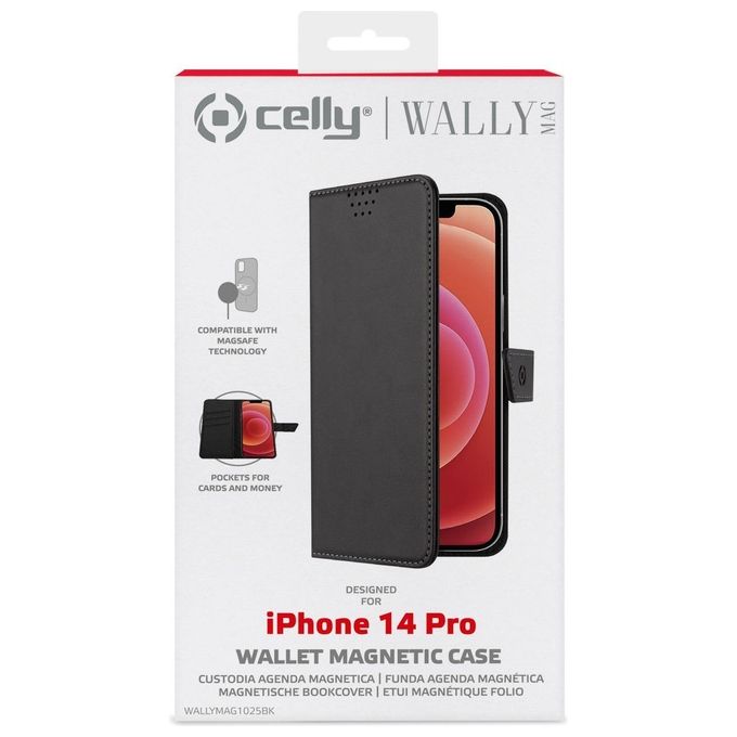 Celly WallyMag Cover per iPhone 14 Pro Nero