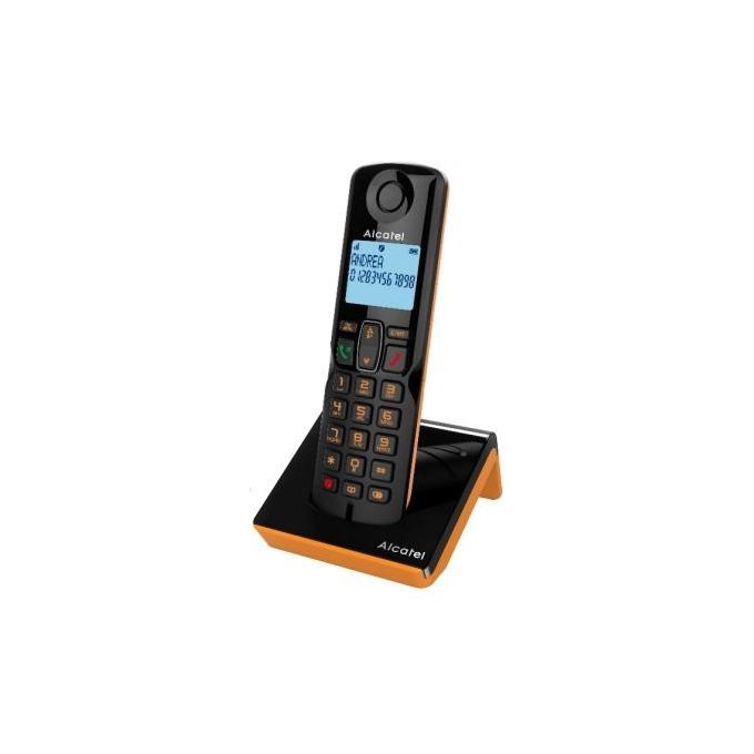 Alcatel S280 SOLO ORANGE Telefono Cordless DECT Vivavoce Identificazione Chiamata Rubrica 50 Voci Portata 300 m colore Nero Arancione