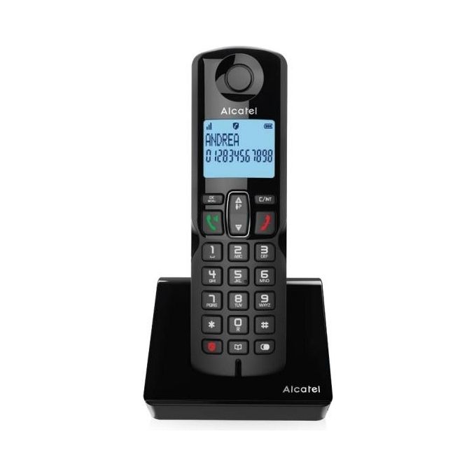 Alcatel S280 EWE Telefono Cordless DECT Vivavoce Segreteria Identificatore di Chiamata Rubrica 50 voci colore Nero