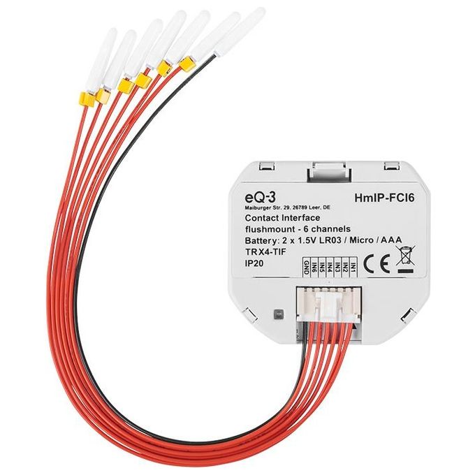 Homematic IP 153501A0 HmIP-FCI6 Interfaccia di Contatto da Incasso 6 ingressi Smart Home batteria portata 230 m colore Bianco