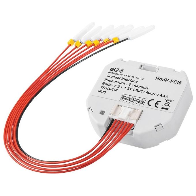 Homematic IP 153501A0 HmIP-FCI6 Interfaccia di Contatto da Incasso 6 ingressi Smart Home batteria portata 230 m colore Bianco