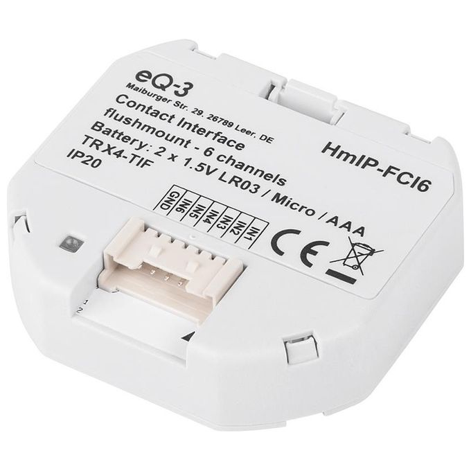 Homematic IP 153501A0 HmIP-FCI6 Interfaccia di Contatto da Incasso 6 ingressi Smart Home batteria portata 230 m colore Bianco
